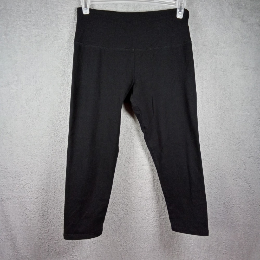 Style & Co Womens Black Cropped Leggings Mid Rise Cotton Blend Size M RN103429